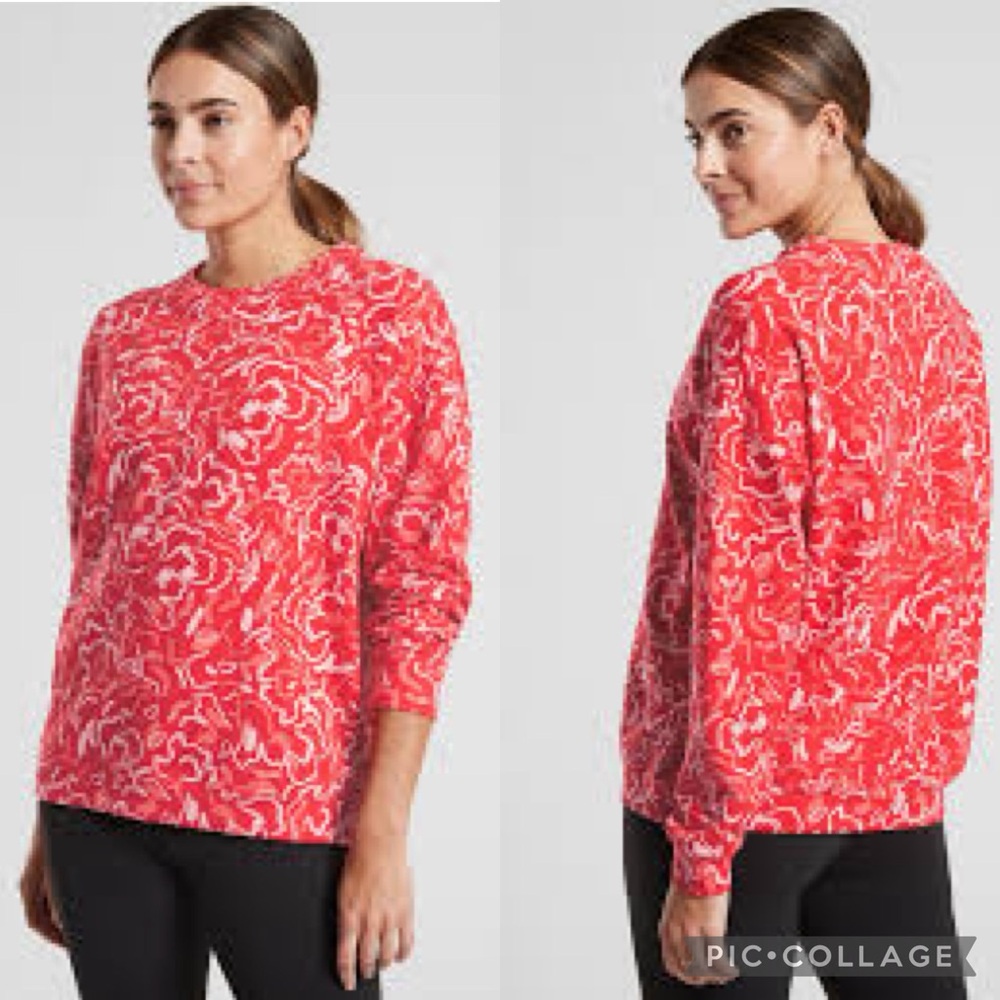 Athleta | Balance Pullover Abstract Floral Matador Red